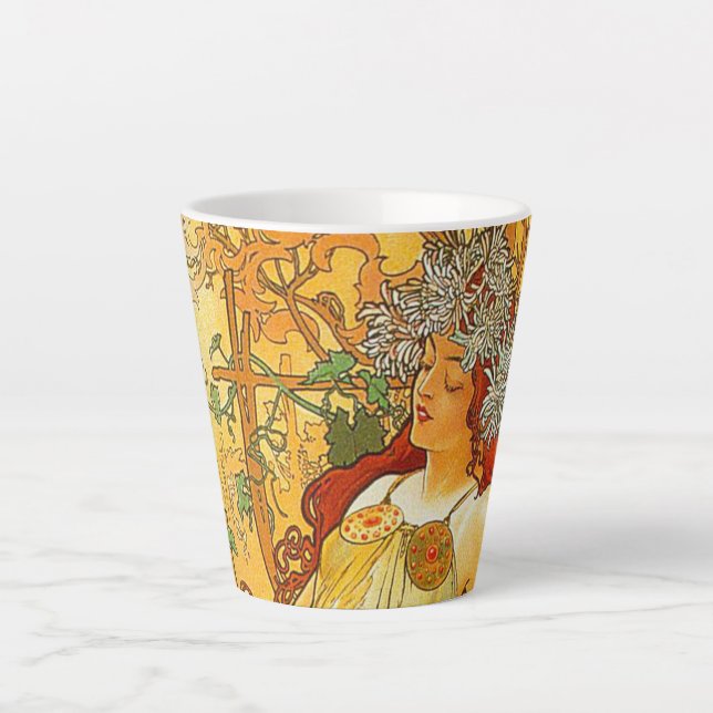 Tasse Latte Alphonse Mucha Art Nouveau Automne (Devant)