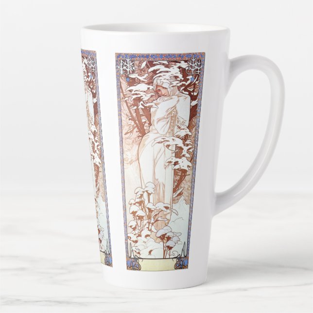 Tasse Latte Alphonse Mucha - Blanc d'hiver (Droite)