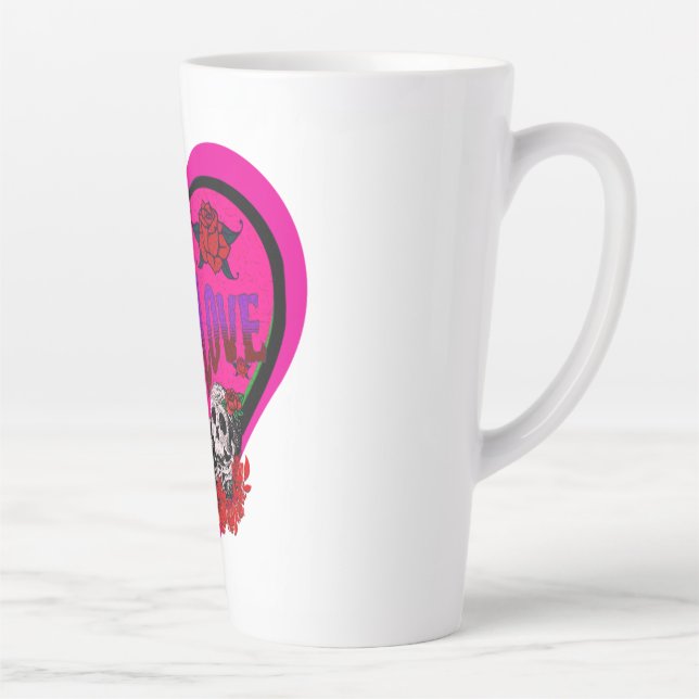 Tasse Latte Amateurs de café Véritable Amour Rose Coeur Person (Droite)