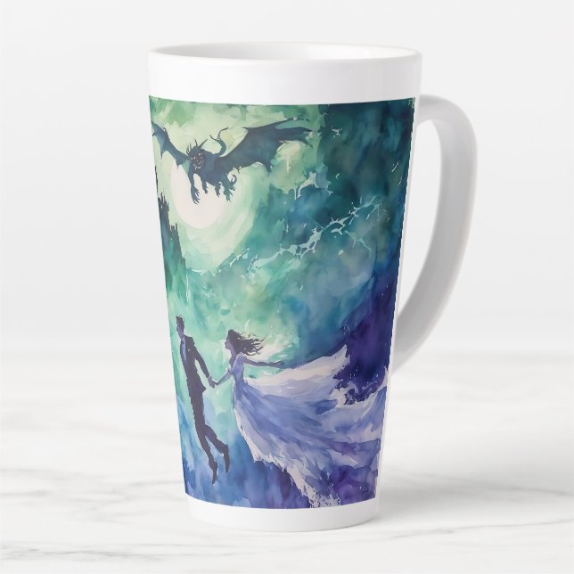 Tasse Latte Amateurs de vol - Peinture aquarelle (Angle droit)