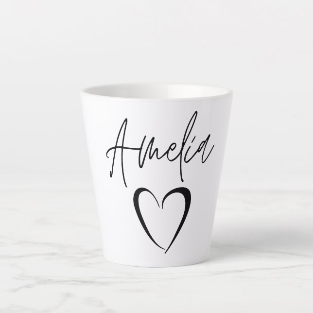 Tasse Latte Amelia Name Mug, Custom Name Coffee Mug, (Devant)
