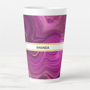Tasse Latte Améthyste Violet Et Agate Abstrait Or