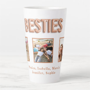 Tasse Latte Amis besties noms photo rose or