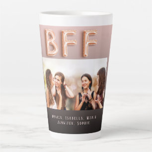 Tasse Latte Amis BFF noir brun photo rose or