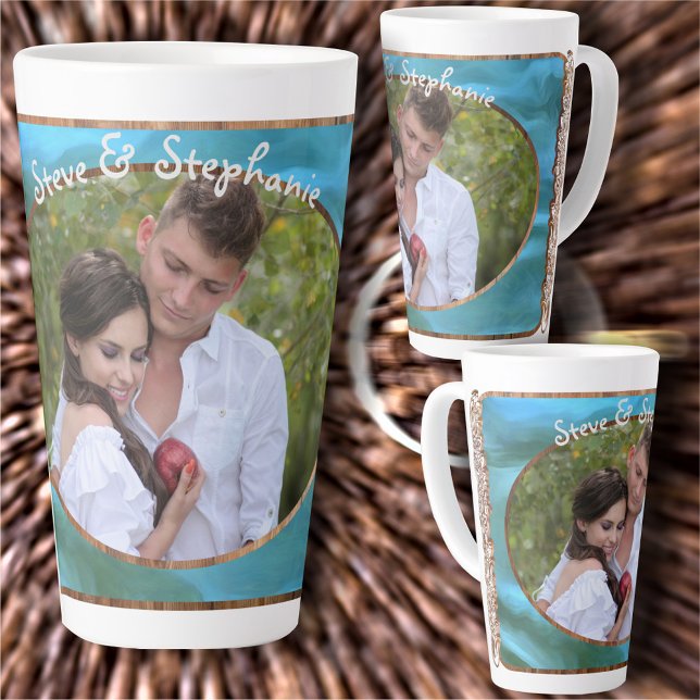 Tasse Latte Amour à l'eau du cadre de bois 0329 (Créateur téléchargé)