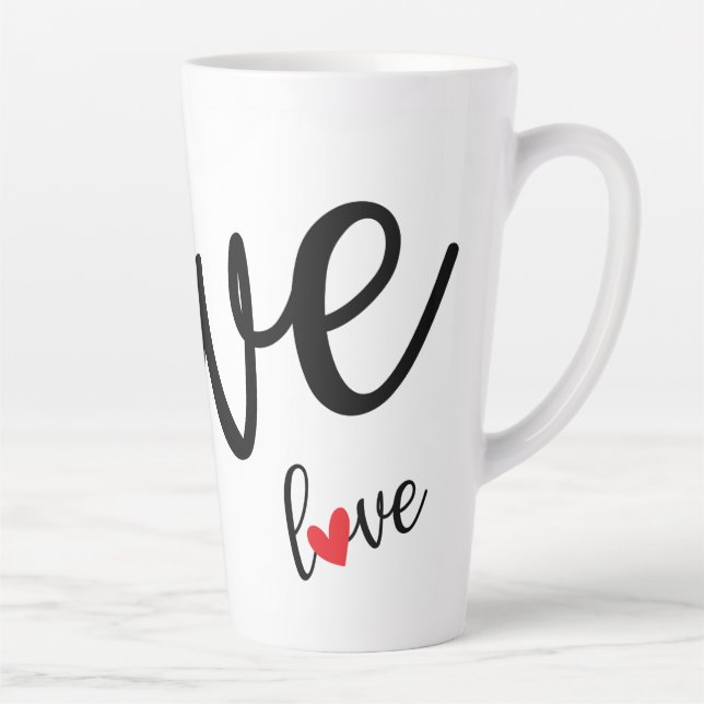 Tasse Latte Amour Amour Amour Coeurs (Droite)