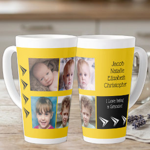 Tasse Latte Amour blanc jaune d'être un grand-père avec des ph