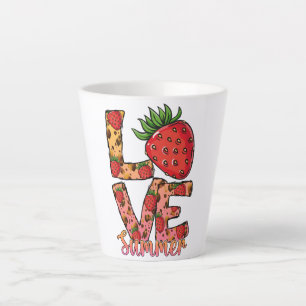 Tasse Latte Amour et été Rose et Brown Fraise fraîche