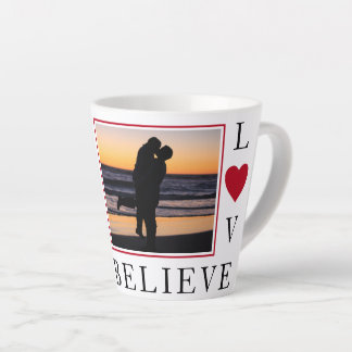 Tasse Latte AMOUR N'ÉCHEC JAMAIS Photo personnalisée