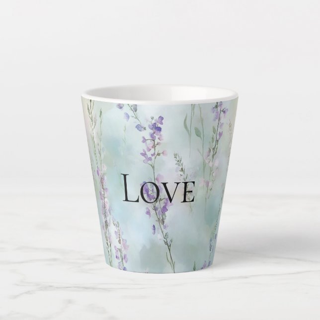 Tasse Latte Amour romantique violet floral (Devant)