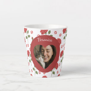 Tasse Latte Amoureux des animaux personnalisés Photo et nom de
