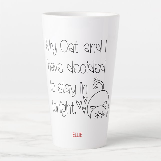 Tasse Latte Amoureux des chats humoristique Excusez Citation N (Devant)