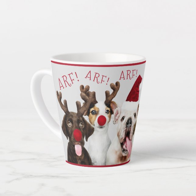 Tasse Latte Amoureux des chiens mignon, Drôle, Noël, Ajouter u (Angle gauche)