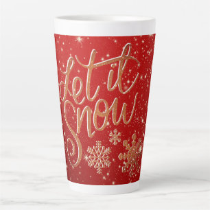 Tasse Latte Amusant Étincelant et Élégant Laissez-le Neiger No