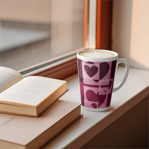 Tasse Latte Amusant Géométrique Moderne Rose doux, Vin Rouge C