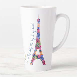 Tasse Latte Anastasia Floral Tour Eiffel Paris est la clé