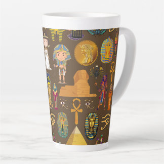 Tasse Latte Ancient Egyptian Hieroglyphic -Pattern Symbol 