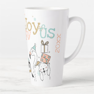 Tasse Latte Animaux d'hiver Portant des Casquettes Joyeux Joye
