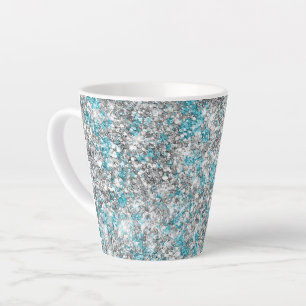 Tasse Latte Aqua Silver Unicorn Parties scintillant étincelle 