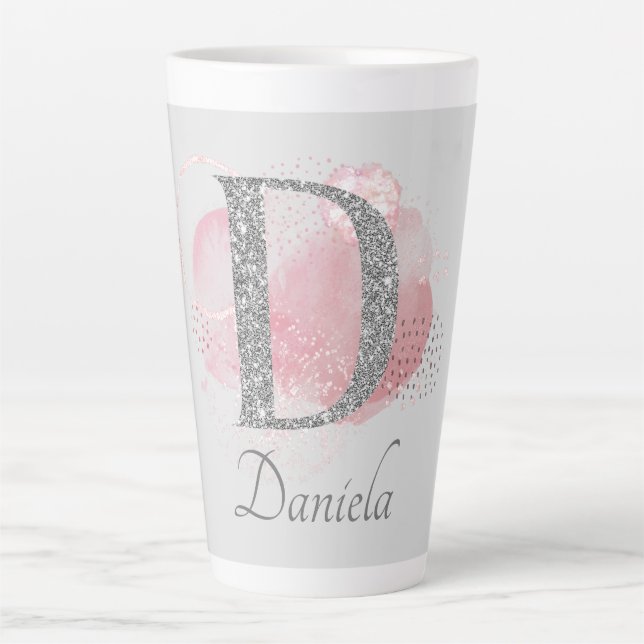 Tasse Latte Aquarelle Abstraite et Parties scintillant D (Devant)