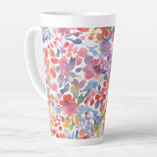 Tasse Latte Aquarelle Abstraite Flore perdue (Angle gauche)