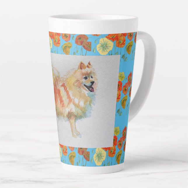 Tasse Latte Aquarelle allemande Spitz Pomeranian Chien Latte M (Angle droit)