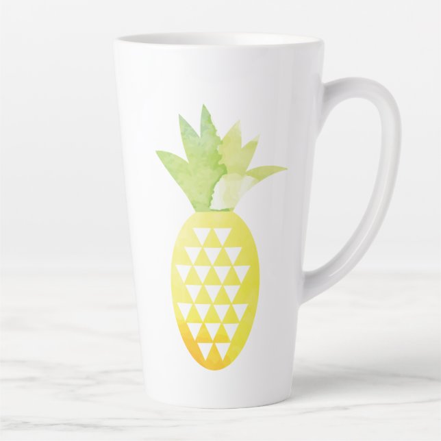 Tasse Latte Aquarelle Ananas géométrique (Droite)