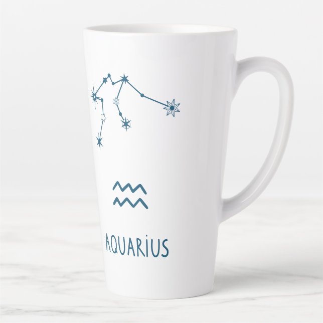 Tasse Latte Aquarelle Aquarius Astrologie Zodiac | Monogram Co (Droite)
