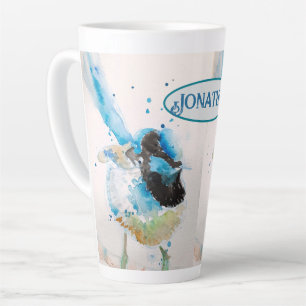 Tasse Latte Aquarelle bleue Wren Peinture des oiseaux australi