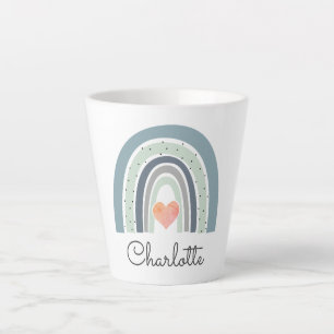 Tasse Latte Aquarelle Boho personnalisée Arc-en-ciel