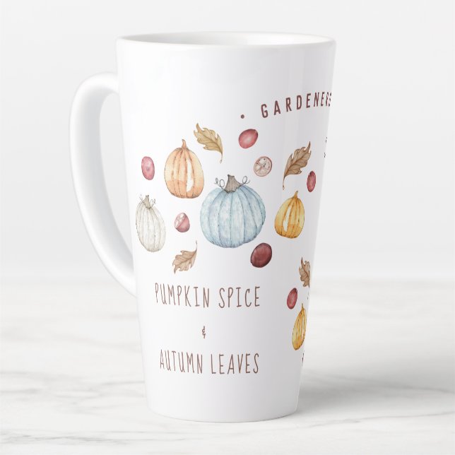 Tasse Latte Aquarelle Citrouille Épice Cute Latte Personnalisé (Angle gauche)