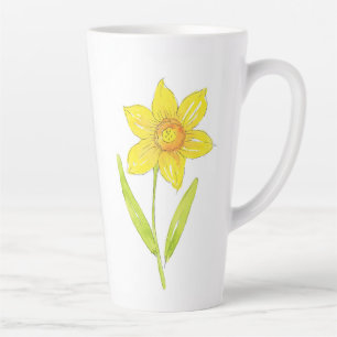 Tasse Latte Aquarelle Daffodique 2