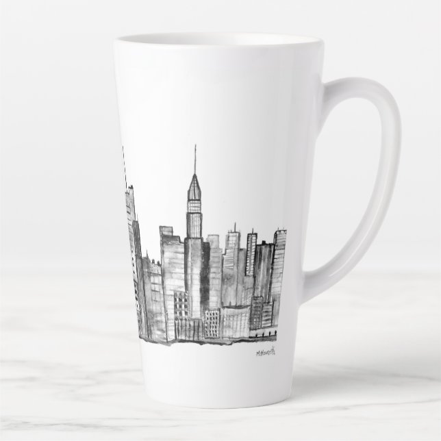 Tasse Latte Aquarelle de la ville de New York Manhattan skylin (Droite)
