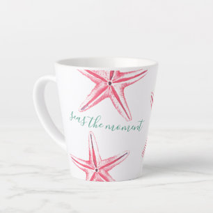 Tasse Latte Aquarelle de poisson rouge côtier