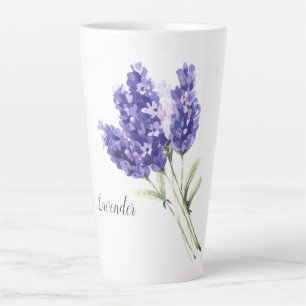 Tasse Latte Aquarelle des fleurs de lavande