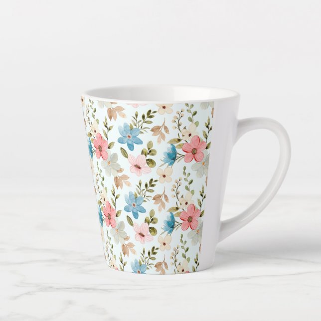 Tasse Latte Aquarelle Fleur sauvage motif floral-67676 (Droite)