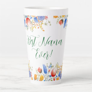 Tasse Latte Aquarelle Fleurs Jardin Floral