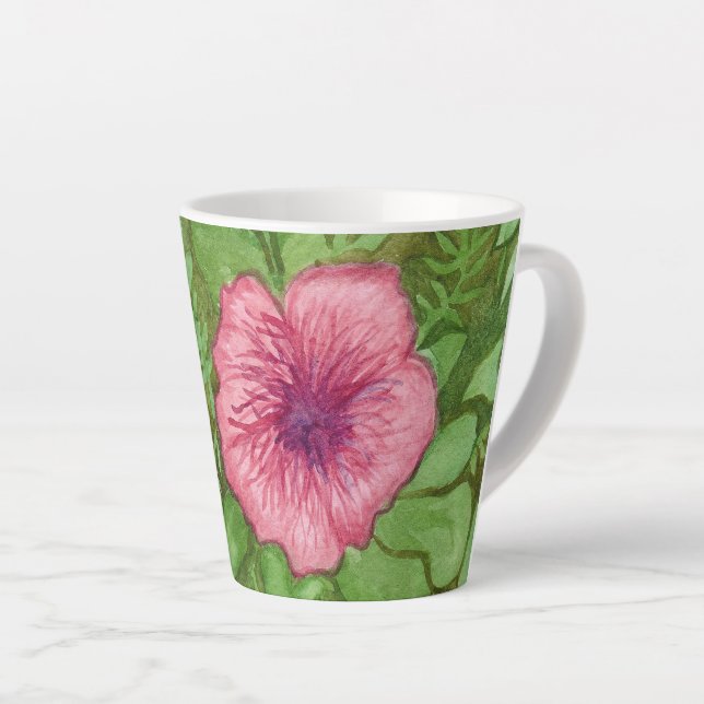 Tasse Latte Aquarelle Florale (Angle droit)