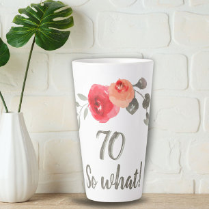Tasse Latte Aquarelle Inspirationnelle 70e anniversaire Floral