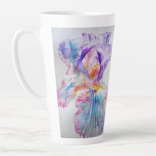 Tasse Latte Aquarelle Iris Fleur Peinture art irises Café