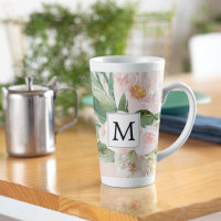 Aquarelle moderne Fleurs roses Monogrammes