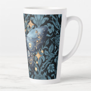Tasse Latte Aquarelle mystique Bleu et doré Night Moth