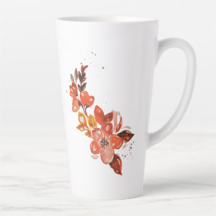 Tasse Latte Aquarelle orange Floral