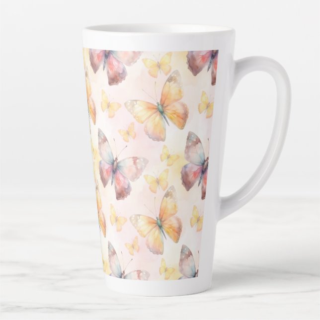 Tasse Latte Aquarelle Papillon Whimsy (Droite)