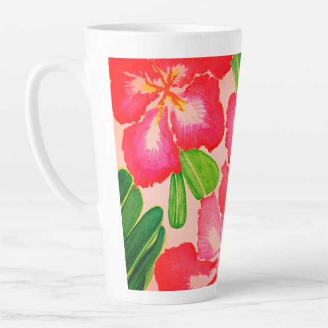 Tasse Latte Aquarelle Rose du désert (Gauche)
