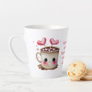 Tasse Latte Aquarelle rose et crème mignonne Aimer le cacao ch