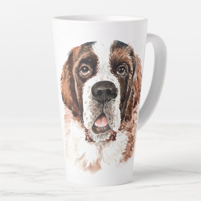 Tasse Latte Aquarelle Saint Bernard (Angle droit)