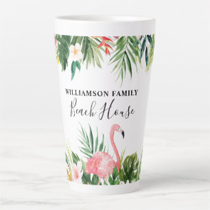 Tasse Latte Aquarelle Tropical Floral Beach House Grand