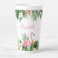 Aquarelle Tropical Floral Flamant rose rose Grand