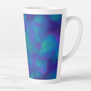 Tasse Latte Aquarelle Turquoise couleur bleue océanique Abstra